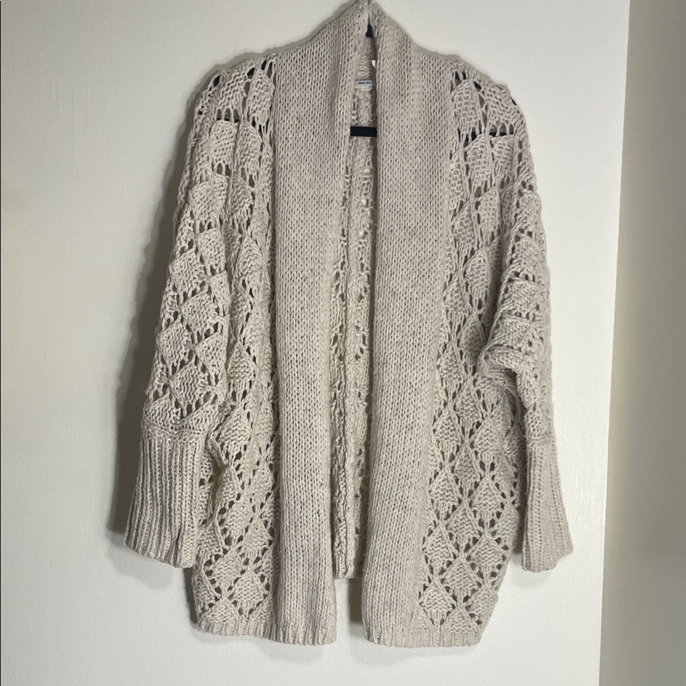 🦙 Kimchi Blue Open Front Cardigan Sweater Wool Blend Scandi Boho Chic 🦙